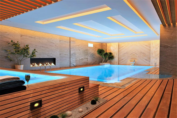 طراحی دیوار کنار استخر